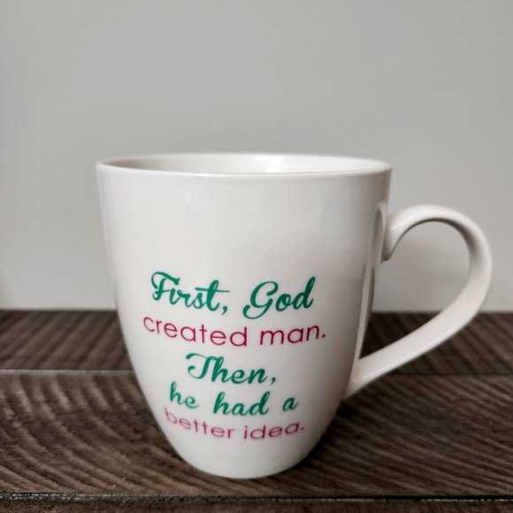 Funny Pfaltzgraff Mug "First God created man,..." Woman's Gift - Picture 1 of 6